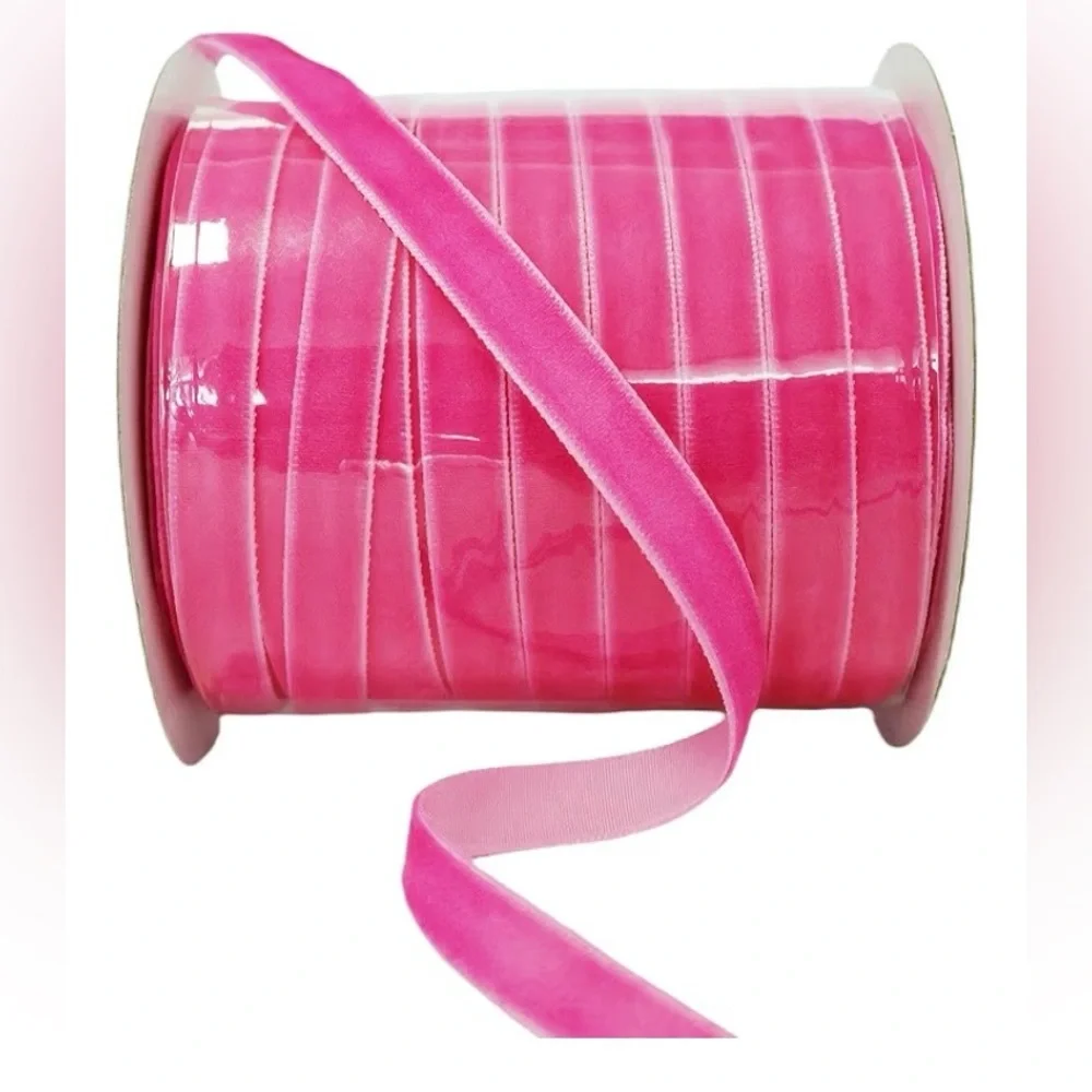 Abbaoww Hot Pink Velvet Ribbon 1/2 Inch Wide 50 Yards for Gift Wrapping & Crafts